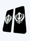 2x Khanda 4D Black White Symbol Badges/Decals 111x45mm
