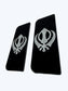 2x Khanda 4D ENGRAVED Black Grey Symbol Badges/Decals 111x45mm
