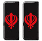 2x Khanda Gel Domed Black Red Symbol Badges/Decals 111x45mm