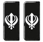 2x Khanda Gel Domed Black White Symbol Badges/Decals 111x45mm