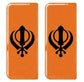 2x Khanda Gel Domed Orange Black Symbol Badges/Decals 111x45mm
